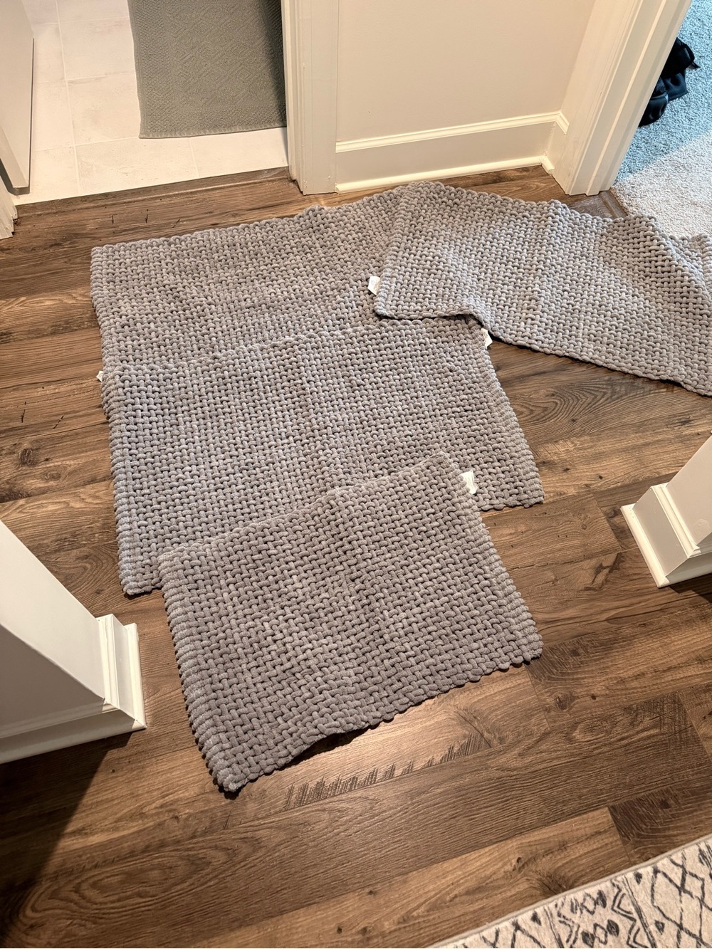 Plush Chunky Knit Bath Rug Set - Gray